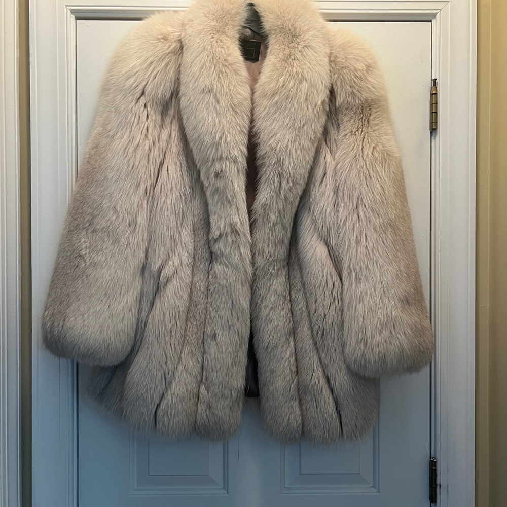 Elegant Cream blush fox Fur Coat